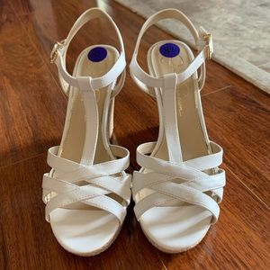 Jessica Simpson White Javawn Platform Wedge Sandal